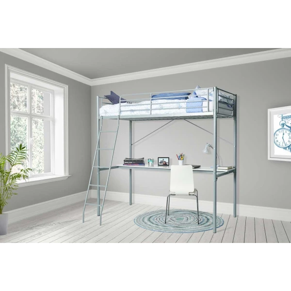 Cama alta com secretária