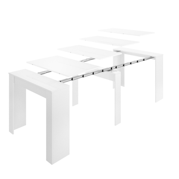 Mesa extensível com 5 posições. Mesa adaptável. De escrivaninha para mesa de 2 a 10 comensais. Ideal para convidados.