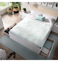 CAMA MATRIMONIAL BLANCA CON CAJONES  SIRACUSA