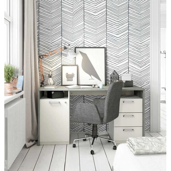 Secretária Juvenil  Com Gavetas E Prateleira