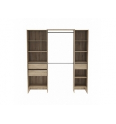 Armario aberto de 192 x 50 cm com 2 barras, 3 gavetas e 9 prateleiras. Grande capacidade de armazenamento.