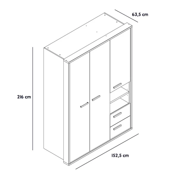 Guarda Roupa Juvenil 3 Portas