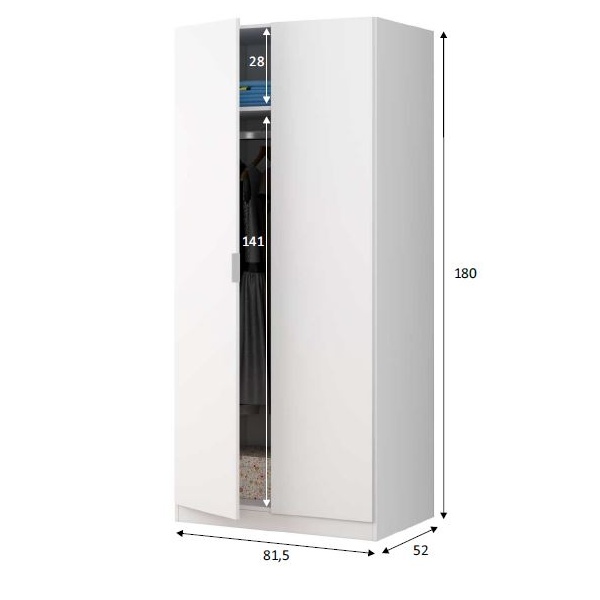 Guarda Roupa Branco 2 Portas