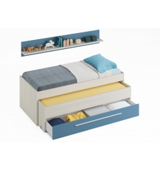 CAMA JUVENIL DOBLE CON CAJÓN Y ESTANTE TRITON