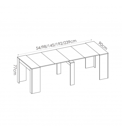 Mesa extensível com 5 posições. Mesa adaptável. De escrivaninha para mesa de 2 a 10 comensais. Ideal para convidados.