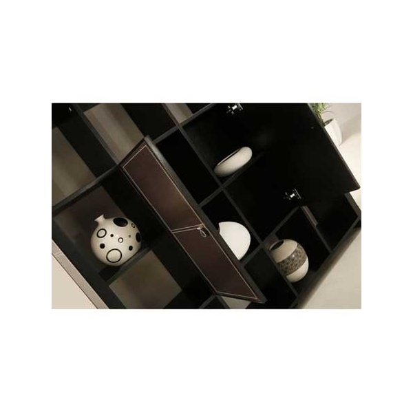 estante madeira maciça e pele