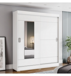 Guarda-roupa Bayron com gavetas e portas de correr para quarto moderno