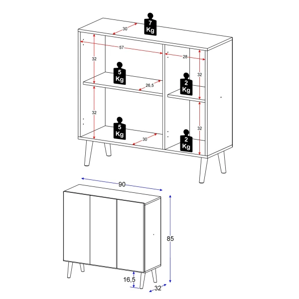 Aparador branco 90 cm