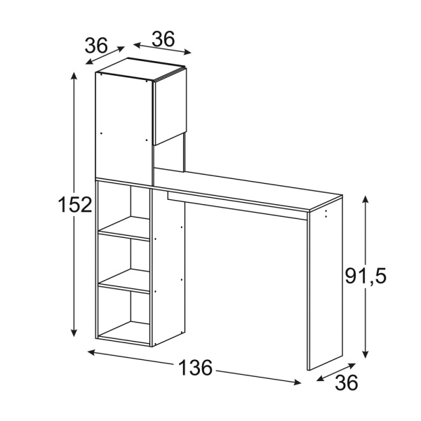 MESA ALTA CON ESTANTES CLEVER