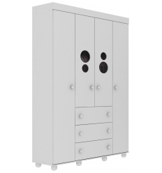 Guarda-roupa branco BUBBLES em quarto de bebê, conjunto decorativo moderno