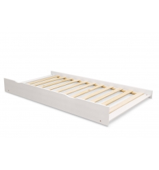 Cama auxiliar extensível RH branca 90x190 com ripas de madeira, solução prática como cama extra para quartos pequenos