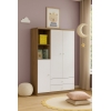 Armário Infantil Mint em ambiente infantil decorado, combinação madeira e branco para quarto moderno.