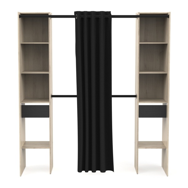 Vestidor aberto Bastet Plus Vicawu com cortina e 2 gavetas, design minimalista e prático