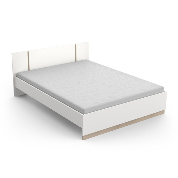 Cama com Design Minimalista Nord, estrutura de madeira acabamento carvalho, estilo nórdico
