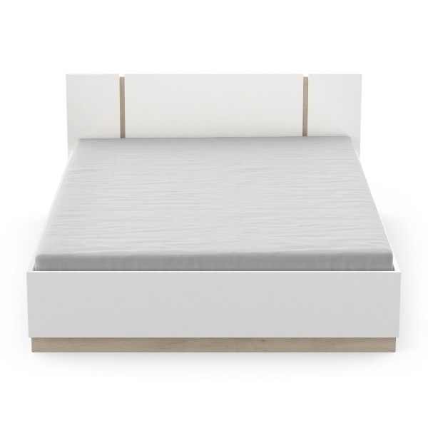 Cama com Design Minimalista Nord, estrutura de madeira acabamento carvalho, estilo nórdico