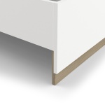 Detalhe de madeira acabamento carvalho natural para cama Nord, textura de alta qualidade