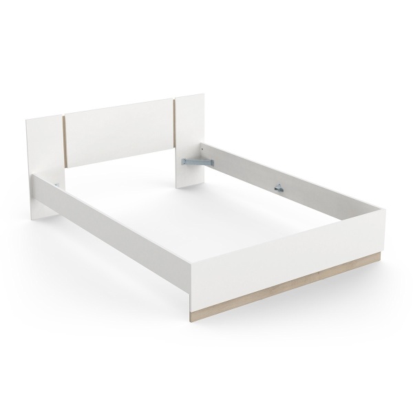 Estrutura de cama Nord com pés de madeira, design minimalista e robusto em carvalho
