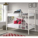 Beliche metálico branco para quarto juvenil, cama dupla com estrutura resistente e design moderno