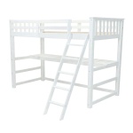 Cama alta branca em madeira com secretária – vista principal do modelo Sophia Vicawu