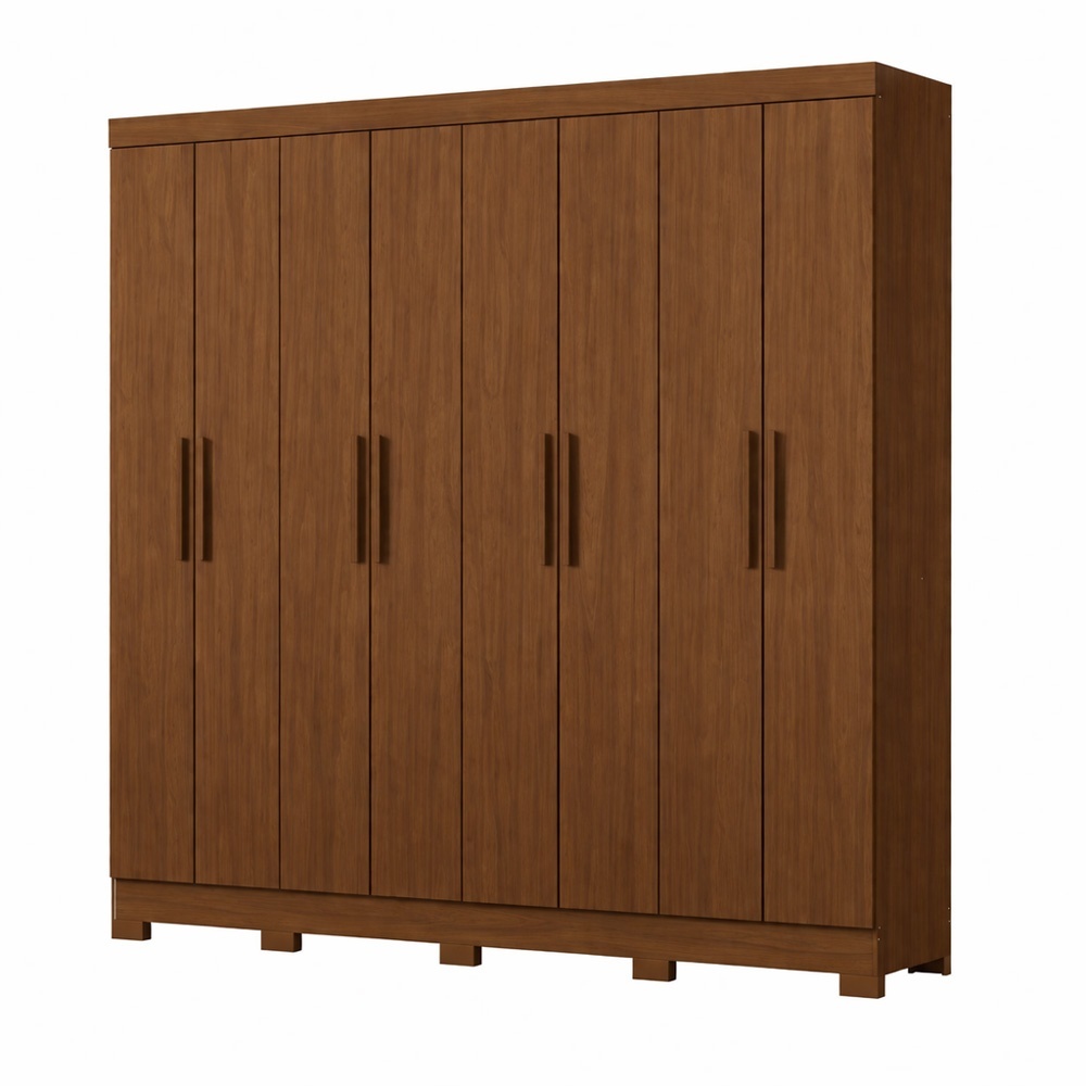 Guarda-roupa Bristol 8 portas Vicawu fechado, estrutura amadeirada e portas castanho, grande capacidade
