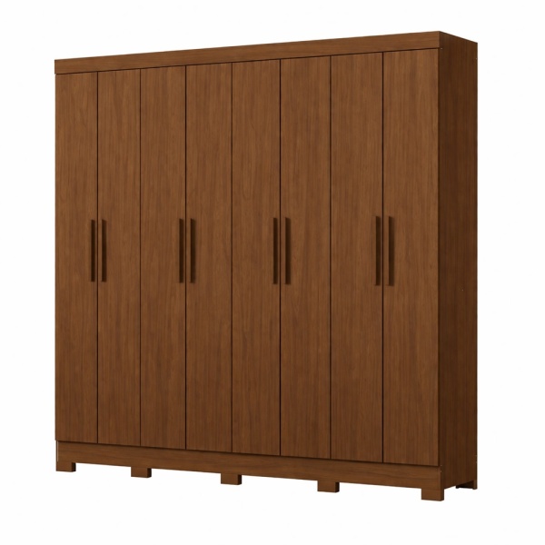 Guarda-roupa Bristol 8 portas Vicawu fechado, estrutura amadeirada e portas castanho, grande capacidade