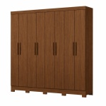 Guarda-roupa Bristol 8 portas Vicawu fechado, estrutura amadeirada e portas castanho, grande capacidade