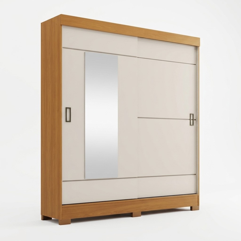 Guarda-roupa com portas de correr, espelho e gavetas. 163 x 48,5 x 200 cm