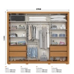 Medidas do roupeiro Genius 270 cm com distribuição interior e profundidade otimizada