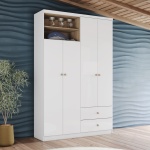 Roupeiro Gamil Vicawu em branco brilho para quartos infantis e juvenis modernos