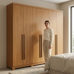 Roupeiro Blenda Vicawu 6 Portas em acabamento carvalho para quartos modernos e elegantes