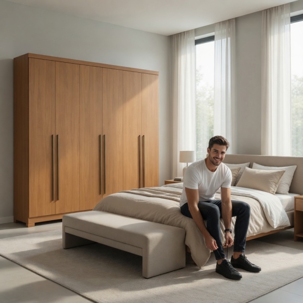 Grande Roupeiro Blenda Vicawu 6 Portas com design contemporâneo em carvalho para quartos